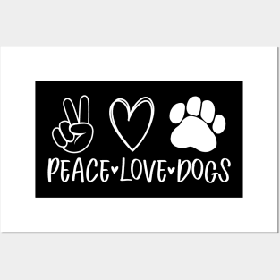 Peace love dogs with heart and dog paw Posters and Art